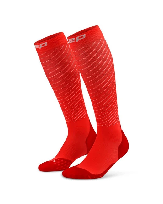 Męskie długie skarpety kompresyjne do biegania CEP Pro Run Reflective 3.0 koralowe