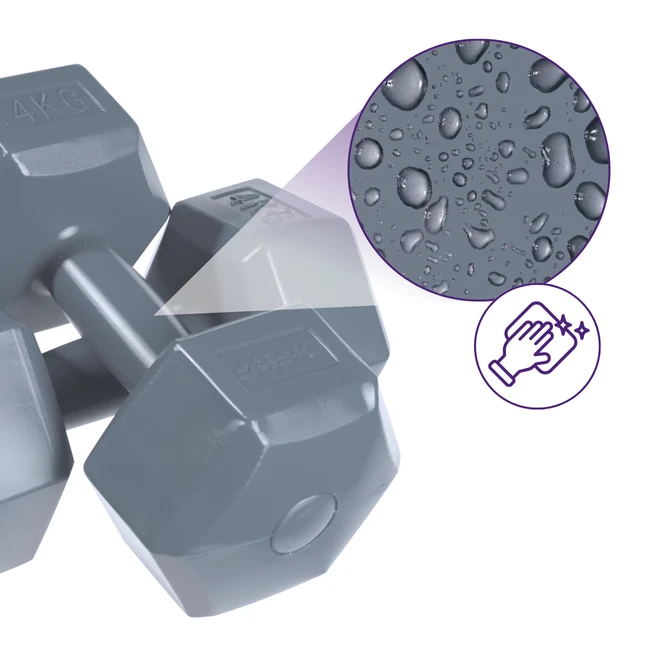 DrFit Hantle sześciokątne heksagony 4 kg ciemnoszare (2 sztuki)