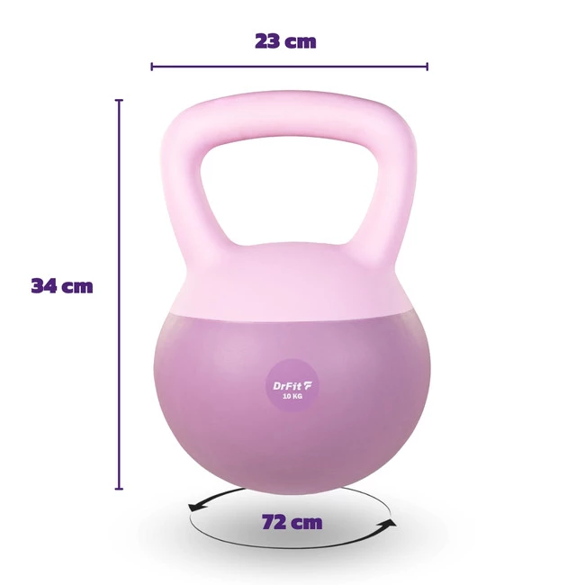 DrFit Kettlebell odważnik kulowy z piaskiem do ćwiczeń siłowych fioletowy 10kg