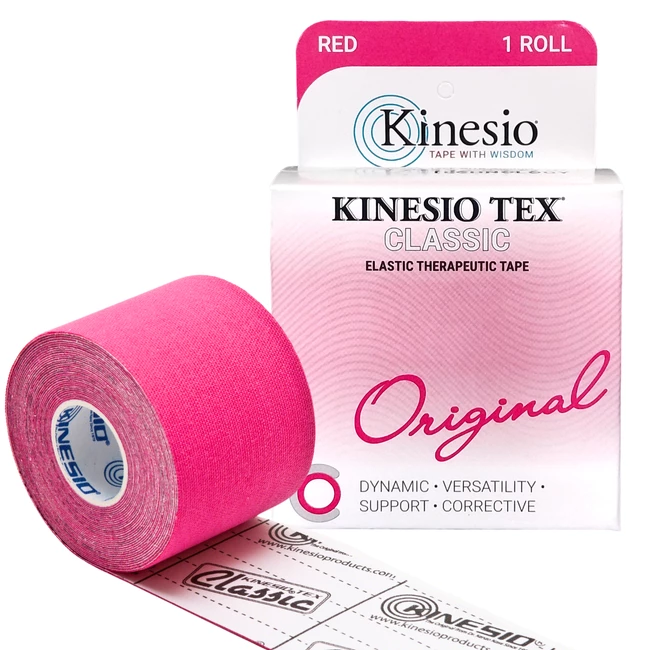 Kinesio Tex Classic bawełniana z liniami ułatwiającymi cięcie 5cm x 4m czerwona