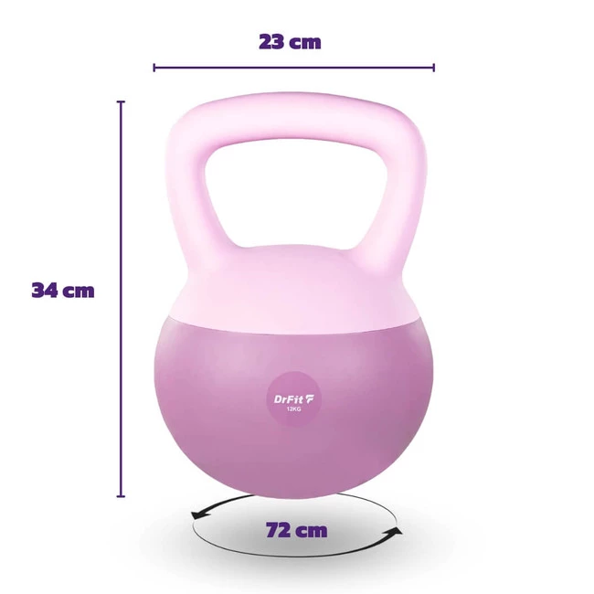 DrFit Kettlebell odważnik kulowy z piaskiem do ćwiczeń siłowych fioletowy 12kg