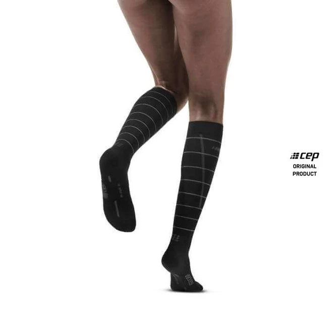 Damskie skarpety kompresyjne sportowe CEP Reflective wysokie czarne